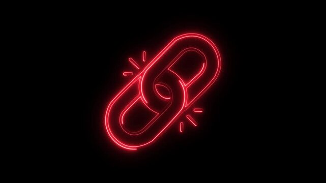 Glowing neon backlinks icon isolated on black background. HD Video motion graphic animation