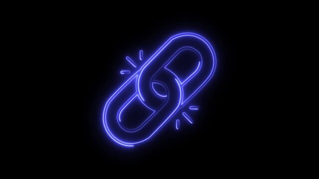 Glowing neon backlinks icon isolated on black background. HD Video motion graphic animation