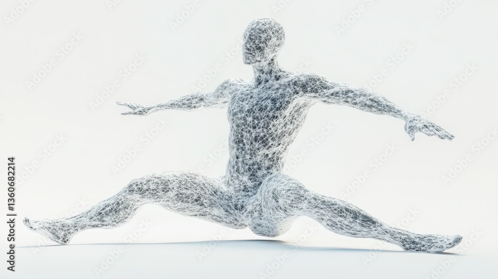 Poster an abstract rendering of a human figure in a dynamic pose
