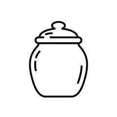 Elegant Jar Illustration: A sleek, minimalist line drawing of a classic jar with a lid, perfect for various design uses.