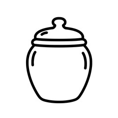 The Essence of Sweetness: Minimalist line art depicts a classic jar, poised to hold the golden nectar of honey. Embodying simplicity and purity, it's a visual delight for all honey-related needs.