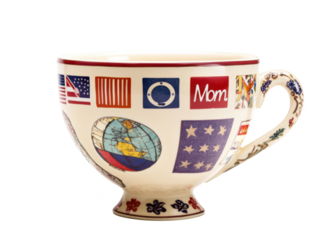 Vintage Travel Themed Tea Cup, Mom's Souvenir Mug, Collectible Ceramic Cup, Decorative Teacup