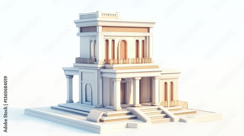 Poster a digitally rendered model of a classic architecture building