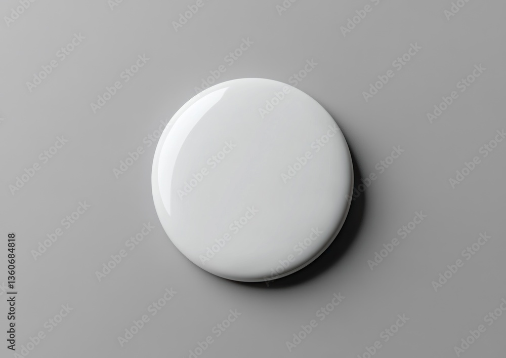 Poster isolated white badge button on gray background with soft shadow