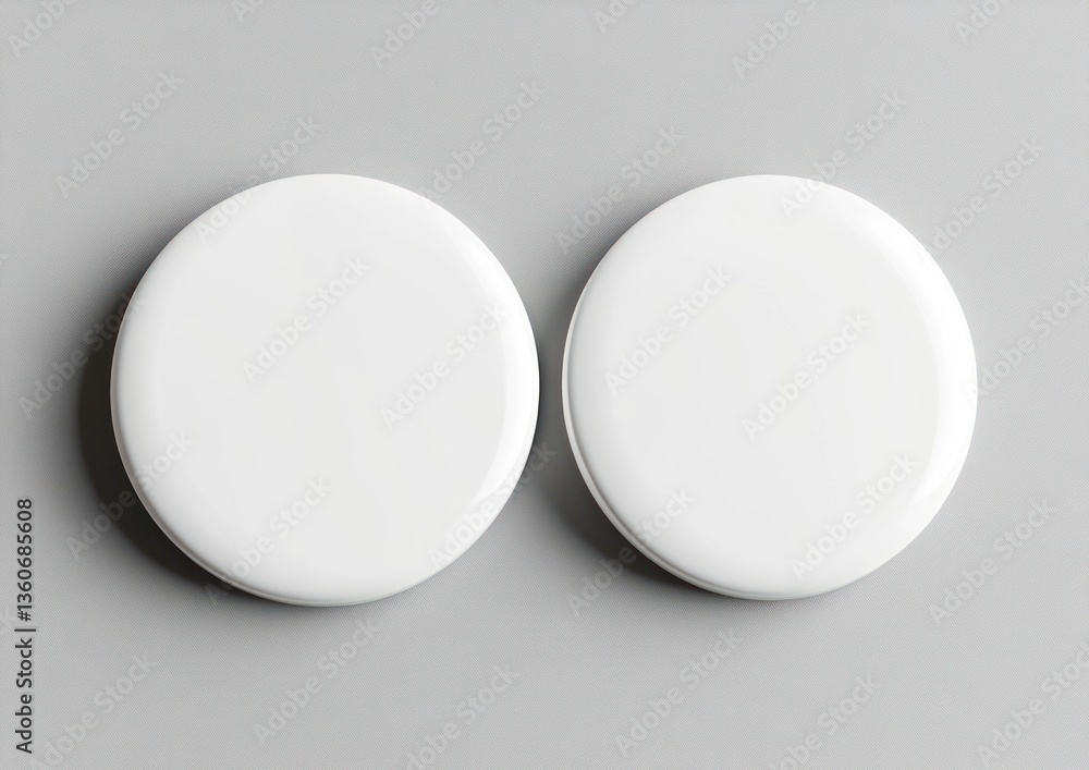 Poster blank white round buttons on gray background for mockup projects