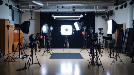 Illuminating Visions: A Professional Photography Studio Environment Displaying Diverse Equipment