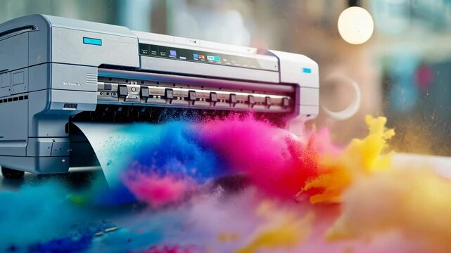 Vibrant Ink Explosion: A Large Format Printer in Action