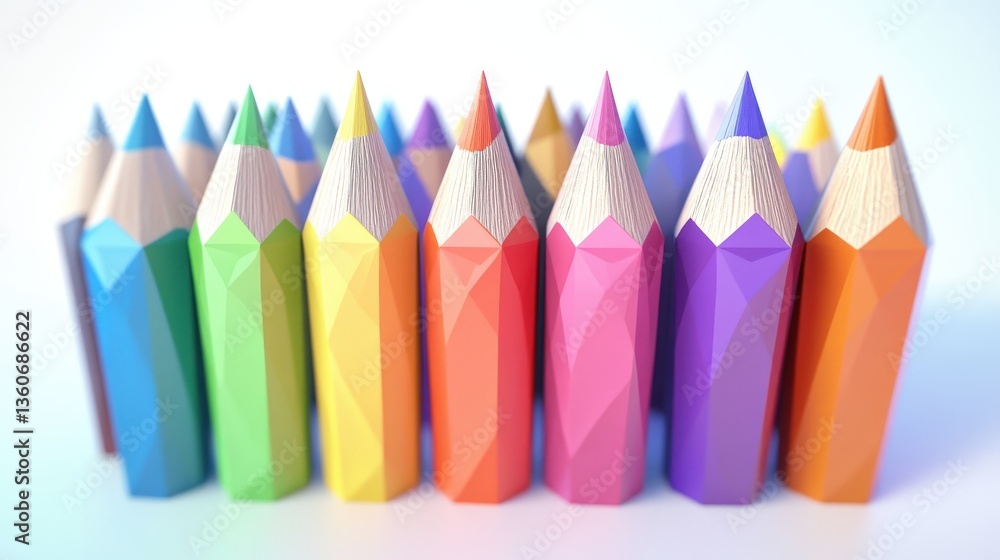 Poster a colorful collection of pencils standing upright in a display