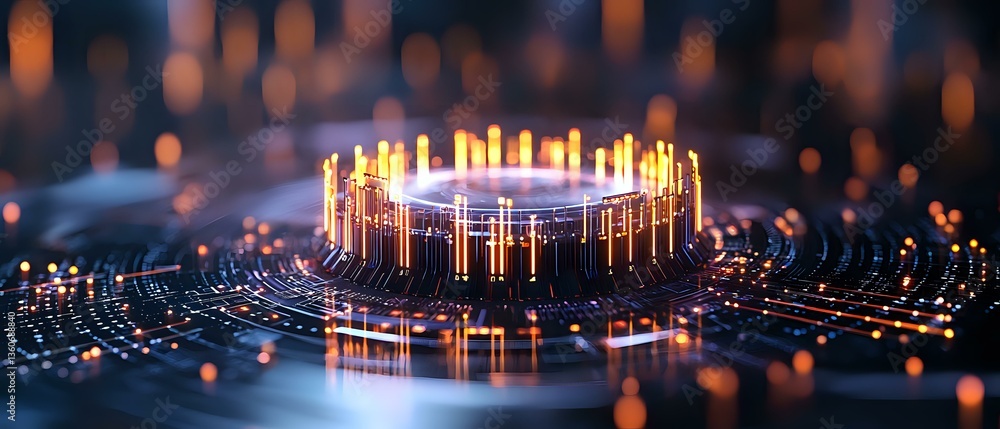 Poster glowing circle of light candles creating mystical illuminated ring with bokeh effect and reflective 