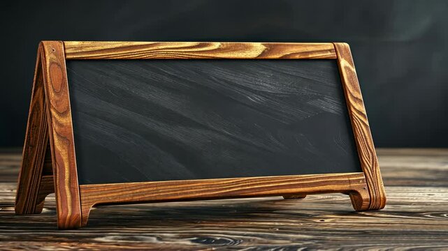 Blank Rustic Wooden Chalkboard Sign on Table
