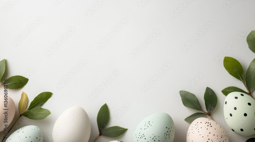 Poster decorative easter eggs arranged with greenery create a festive atmosphere for spring celebrations in