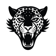 Angry Cheetah head vector silhouette