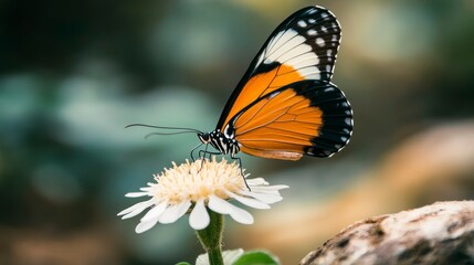 Obraz premium Butterfly perched on flower in a vibrant natural setting 