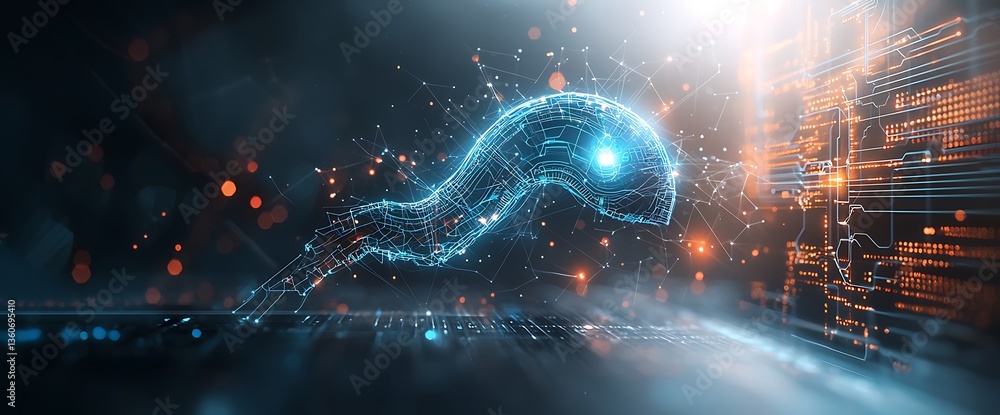 Aufkleber Digital data flow network visualization