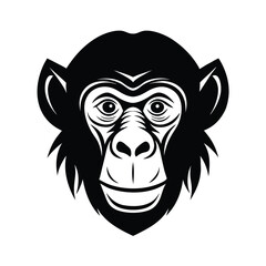 Chimpanzee head vector silhouette