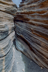The broad volcanic gorge. The Cracks, Las Grietas. The slope of the Montana Blanca volcano....