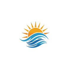 Fototapeta premium Sun and Sea A logo representing the sunrise over the ocean waves.