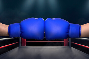 Boxers fighting in boxing ring, closeup. Sportive event