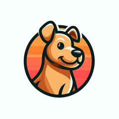 Illustration vectorielle d'un emblème de chien dans un style cartoon. Design de logo en flat design, parfait pour les projets liés aux animaux. Style EPS10 adapté pour le branding et les graphismes.

