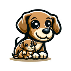 Vector illustration of a dog cartoon emblem in a flat style. Logo design perfect for various animal-related projects. EPS10 style, suitable for branding and graphics.


