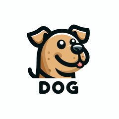 Illustration vectorielle d'un emblème de chien dans un style cartoon. Design de logo en flat design, parfait pour les projets liés aux animaux. Style EPS10 adapté pour le branding et les graphismes.


