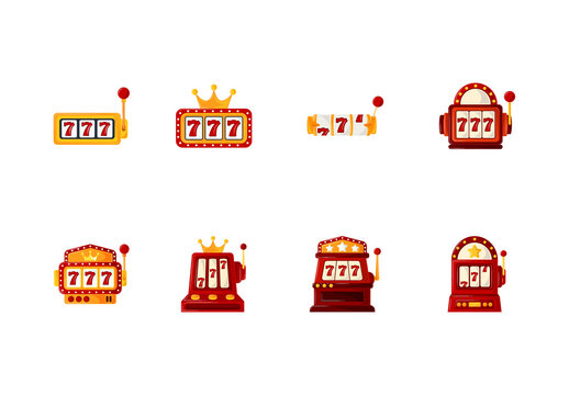 Red Yellow Casino Jackpot Win Machine Gambling Illustration