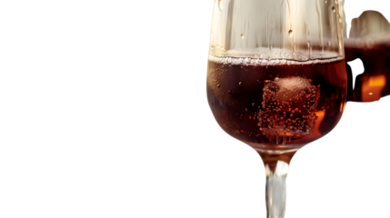 A refreshing glass of sparkling beverage with ice cubes perfect for summer drinks and celebrat