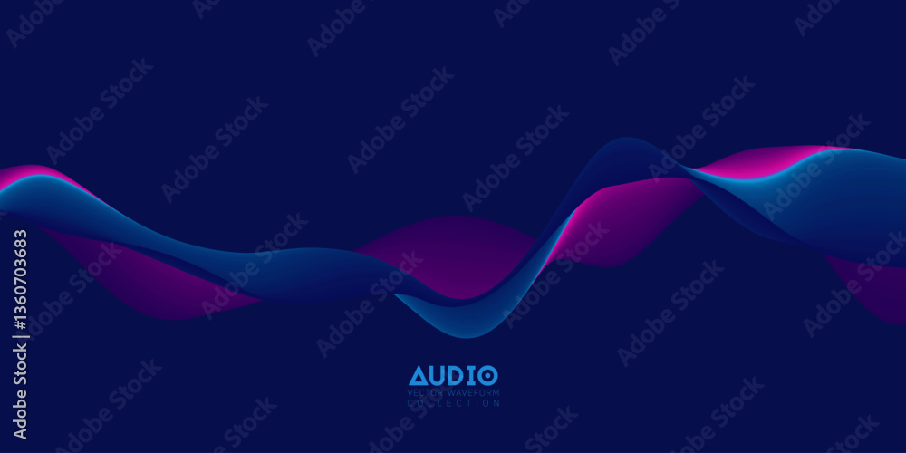 Poster gradient sound wave abstract background. colorful flow of music wave. vector vibrant fluid splash.