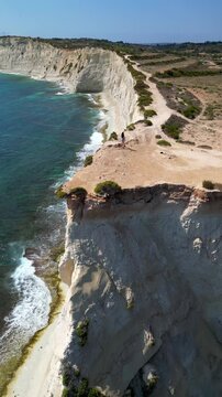 Vertical aerial drone view, Marsaskala area from Munxar Path. Malta