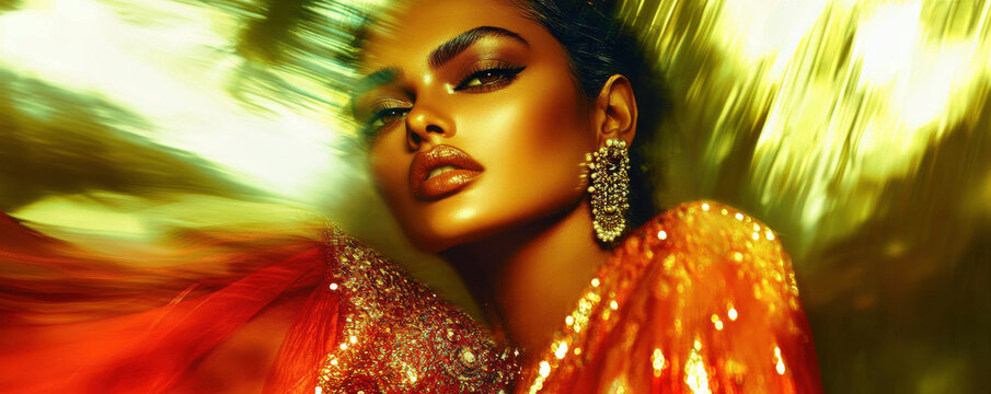 Ethereal Saree Moment – Dynamic Motion Blurs, Soft Jewelry, and Red Elegance

