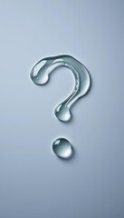 Fototapeta premium Close-up of water droplets forming question mark on grey background, doubt, texture, problem