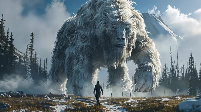 Gigantic Yeti Encounter in Snowy Mountains