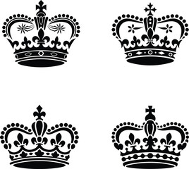 Royal Crown Vector Set | crown logo collection| Black Silhouette Crowns isolated on white background 
