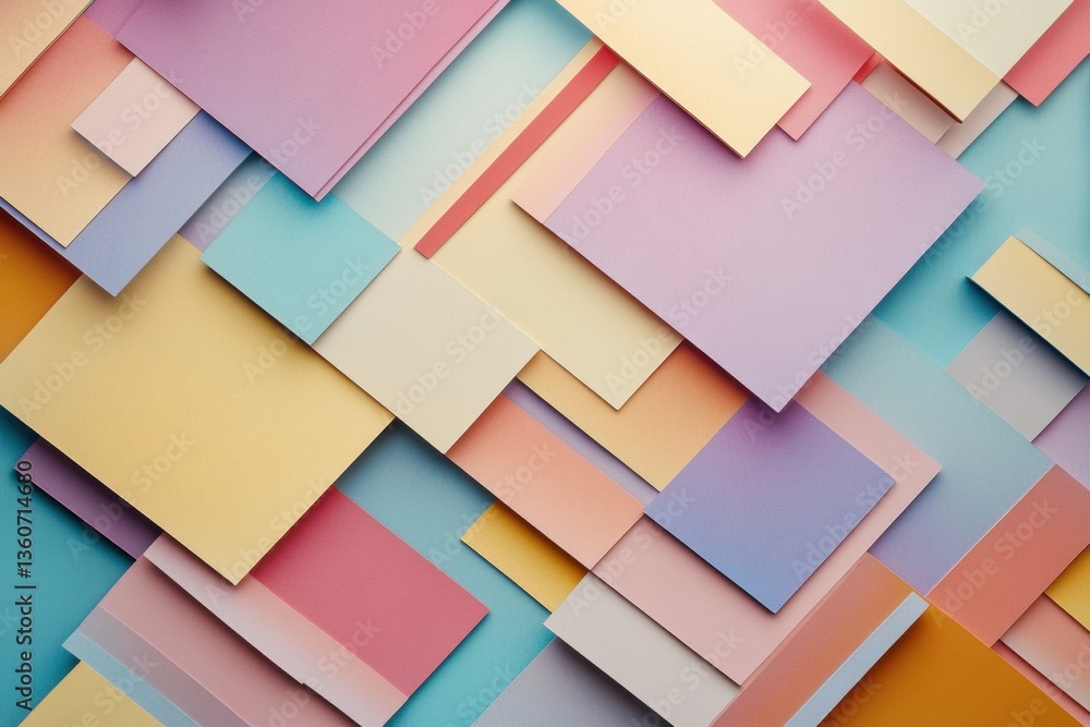 Fototapete Stylish abstract paper cut background features layered geometric shapes and soft pastel tones for a clean modern design Generative AI