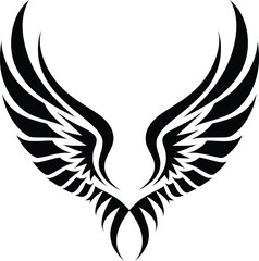Obraz premium Angel feather wings Tattoo Design | Black Wing Art | vector illustration