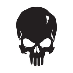 Black vector skull silhouette. Skull Silhouette Icon Vector Design on White Background. Skull vector logo silhouette.	