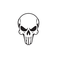 Black vector skull silhouette. Skull Silhouette Icon Vector Design on White Background. Skull vector logo silhouette.	