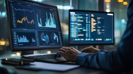 Data analysis financial analyst stock market investment trading charts business technology software graphs