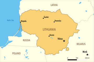 Fototapeta premium Vector Map of Lithuania with Major Cities – Editable Infographic