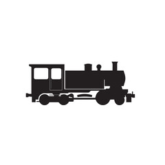 Fototapeta premium Locomotive Train silhouette vector illustration isolated on a white background. Black Train silhouette. 
