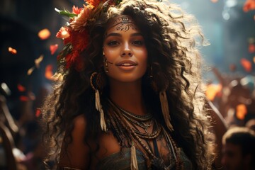 A cultural festival with traditional dance in Rio de Janeiro, Brazil