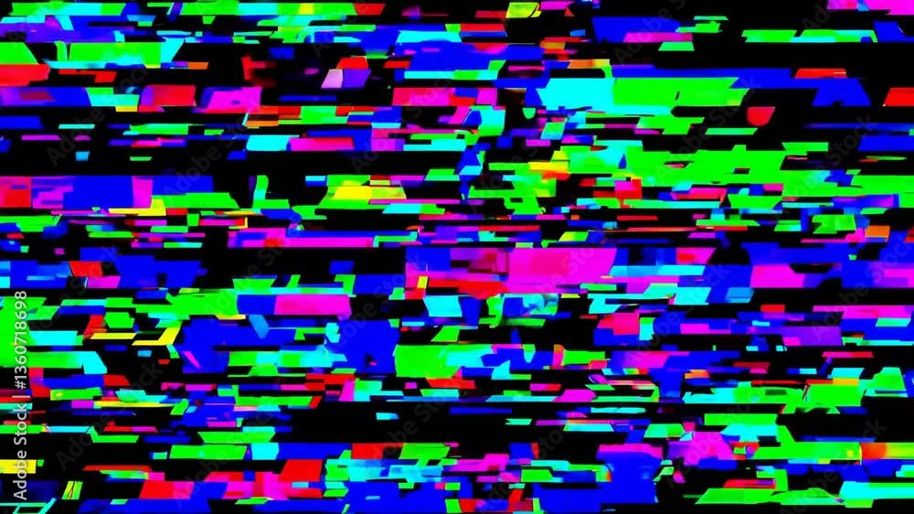 Poster colorful digital glitch art showcasing vibrant patterns and textures in an abstract setting during l
