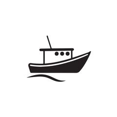 Boat silhouette on white background. Boat icon. Boat logo. Vector illustration.