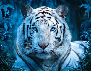 Obraz premium white tiger portrait