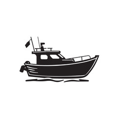 Naklejka premium Boat silhouette on white background. Boat icon. Boat logo. Vector illustration.