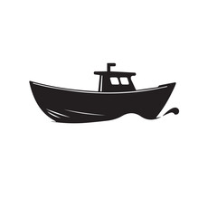 Boat silhouette on white background. Boat icon. Boat logo. Vector illustration.