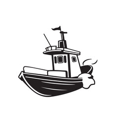 Boat silhouette on white background. Boat icon. Boat logo. Vector illustration.