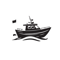 Boat silhouette on white background. Boat icon. Boat logo. Vector illustration.