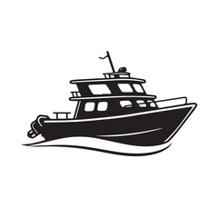 Boat silhouette on white background. Boat icon. Boat logo. Vector illustration.