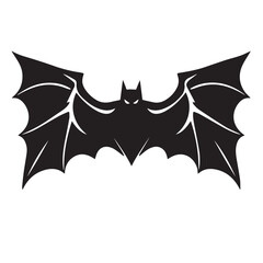A black bat with outstretched wings. Bat silhouette on white background. Bat logo design.  Bat Silhouettes Vector Design.